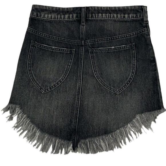 Free People Bailey Maverick Mini Skirt Women's Size 24 Frayed Raw Hem Denim NEW - Picture 4 of 12